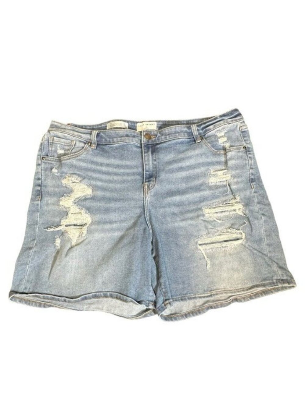 Lane Bryant 20 Boyfriend Midi Jean Shorts Light Wash Denim Distressed Stretch